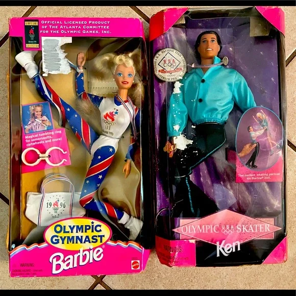 Mattel Toys Nib Vintage Lot Rare 99s Barbie Olympic Gold Ice